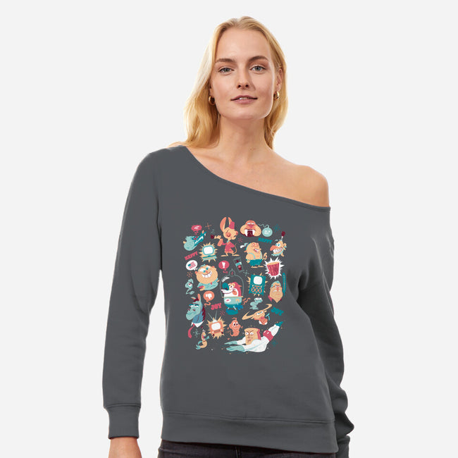 Eediot Box-womens off shoulder sweatshirt-tanoshiboy