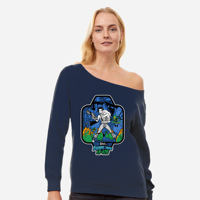 Escape from LV-426-womens off shoulder sweatshirt-inkjava