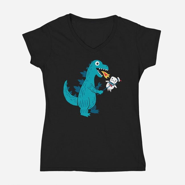 Everyone Loves Marshmallow-womens v-neck tee-DinoMike