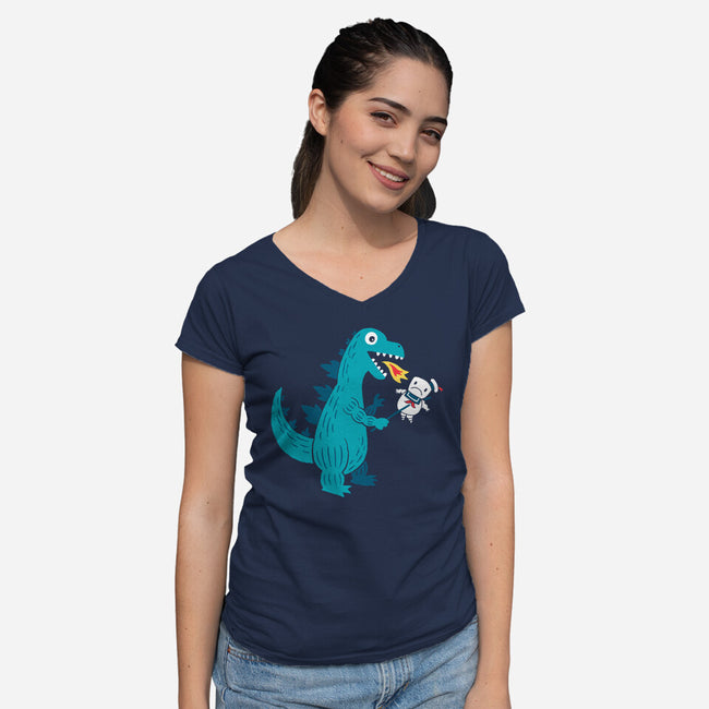 Everyone Loves Marshmallow-womens v-neck tee-DinoMike