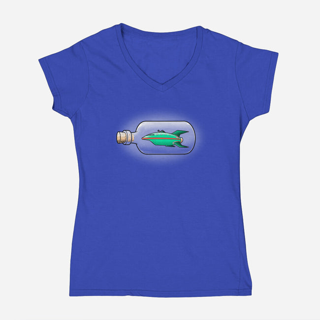 Express Bottle-womens v-neck tee-trheewood