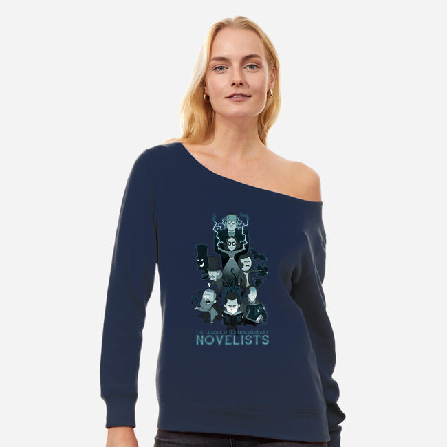 Extraordinary Novelists-womens off shoulder sweatshirt-queenmob