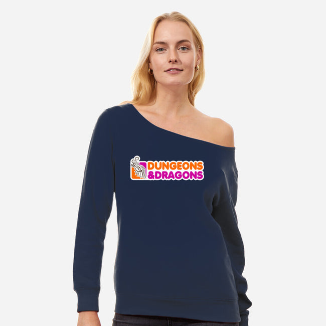 D&D All Nighter-womens off shoulder sweatshirt-JoeGrady