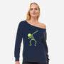 Dabbing Skeleton-womens off shoulder sweatshirt-vomaria