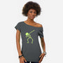 Dabbing Skeleton-womens off shoulder tee-vomaria