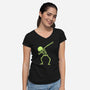 Dabbing Skeleton-womens v-neck tee-vomaria