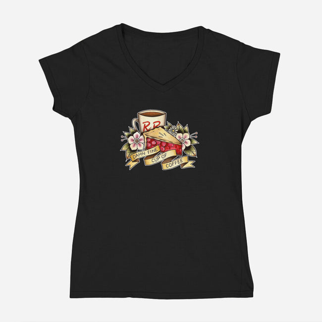 Damn Fine Tattoo-womens v-neck tee-michellecoffee