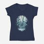 Dark Forest Skull-womens v-neck tee-Sitchko Igor