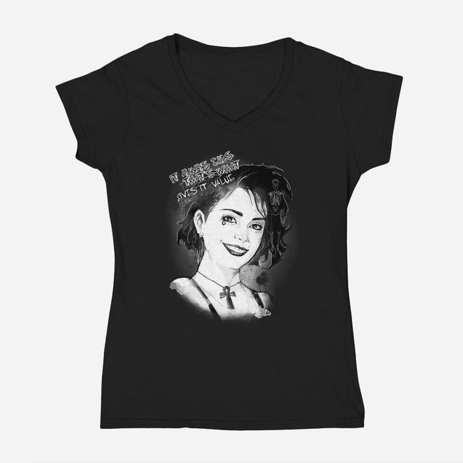 Dead Smile-womens v-neck tee-saqman
