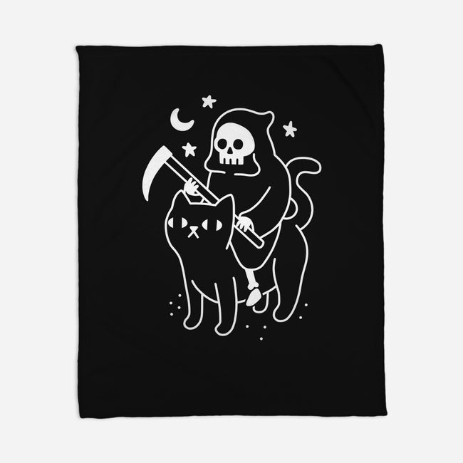 Death Rides A Black Cat-none fleece blanket-Obinsun