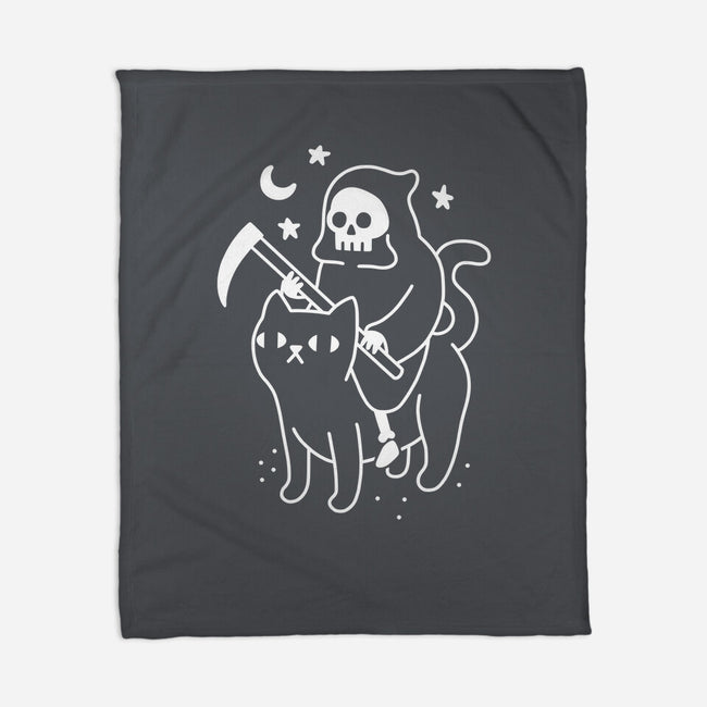 Death Rides A Black Cat-none fleece blanket-Obinsun