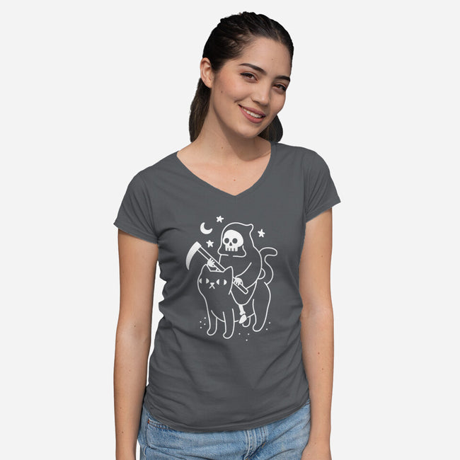 Death Rides A Black Cat-womens v-neck tee-Obinsun