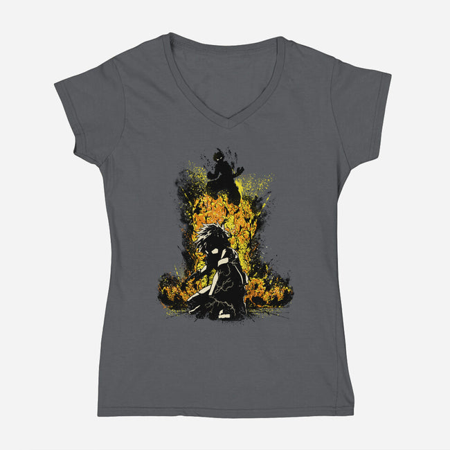 Dekuuu!!!-womens v-neck tee-Dracortis