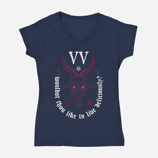 Deliciously?-womens v-neck tee-Nemons