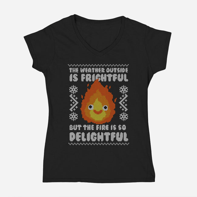 Delightful Fire!-womens v-neck tee-Raffiti