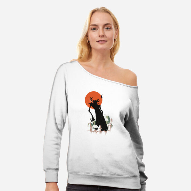 Deliverer of Darkness-womens off shoulder sweatshirt-Kasey Fleming