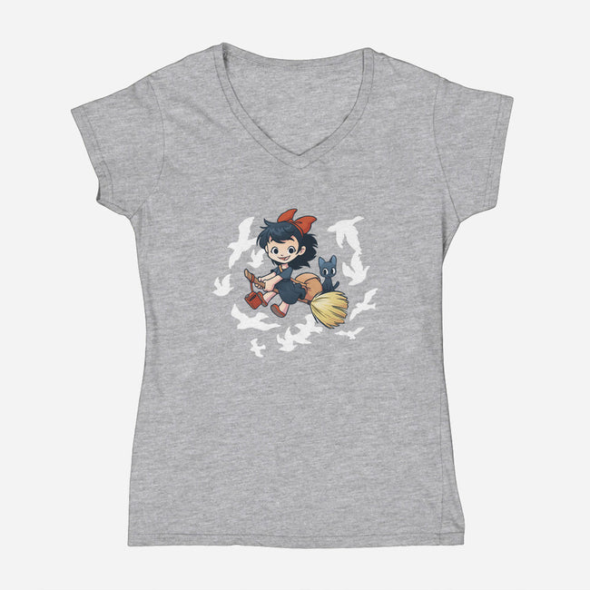 Delivery!-womens v-neck tee-DoOomcat
