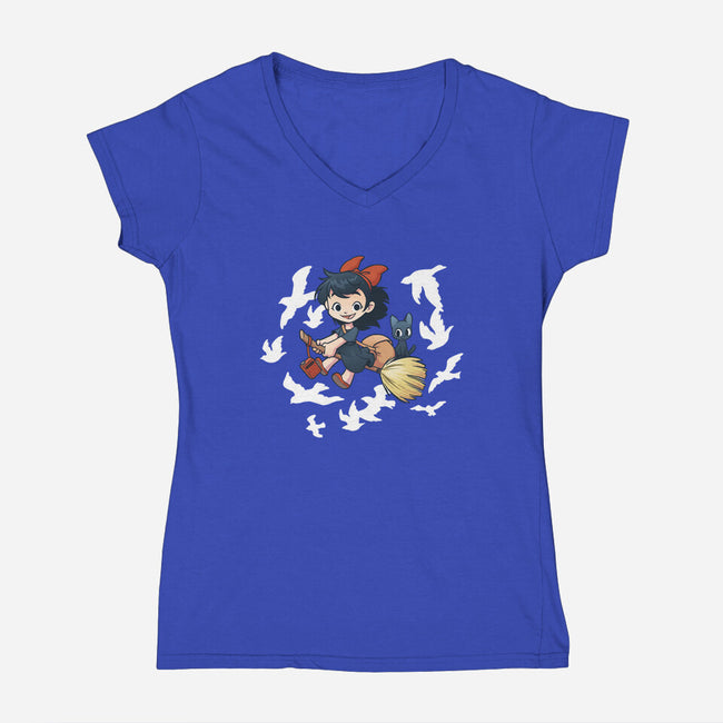 Delivery!-womens v-neck tee-DoOomcat