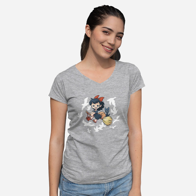 Delivery!-womens v-neck tee-DoOomcat