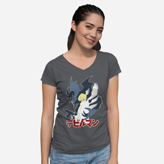 Devil and Angel-womens v-neck tee-Joannaestep