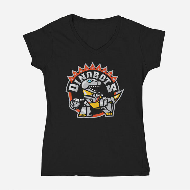 Dino Basketball-womens v-neck tee-Oktobear