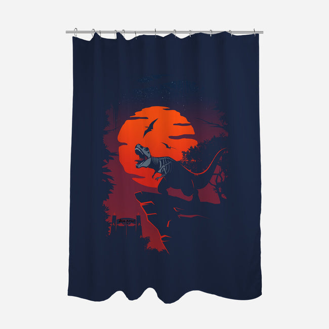 Dino Park Sunset-none polyester shower curtain-Guillercraist