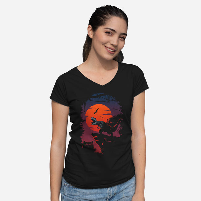 Dino Park Sunset-womens v-neck tee-Guillercraist