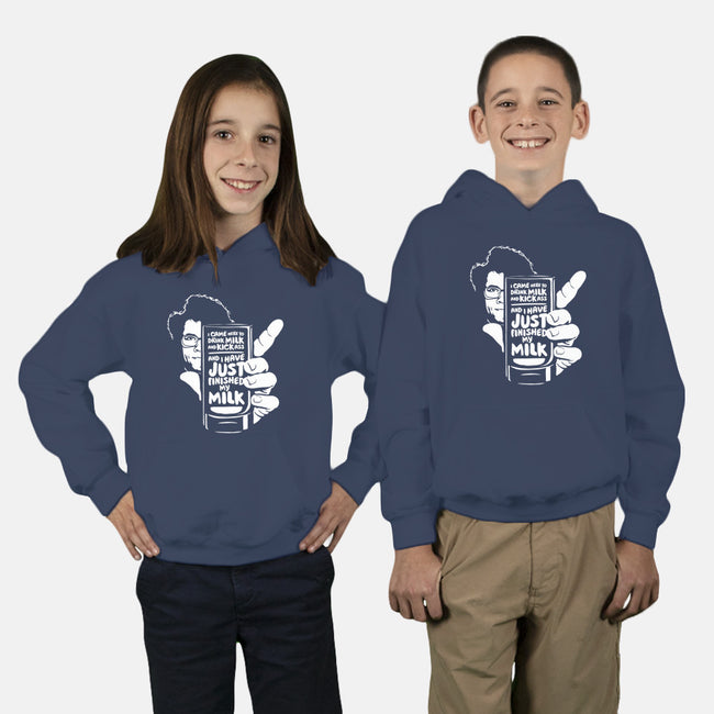 Drink Milk and Kick Ass-youth pullover sweatshirt-butcherbilly