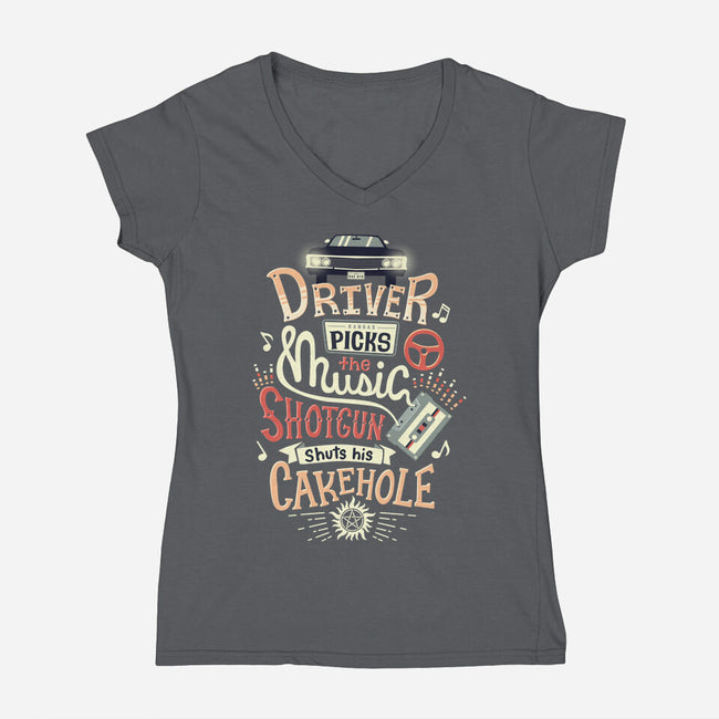 Driver Picks the Music-womens v-neck tee-risarodil