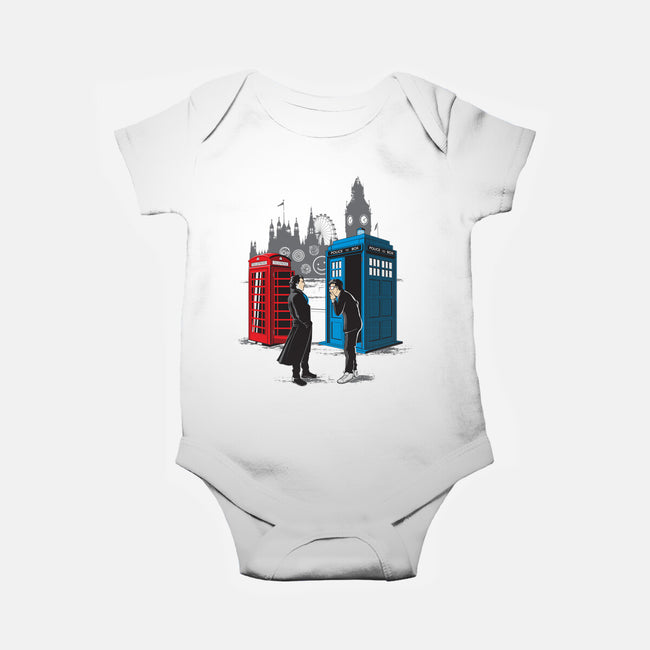 Cabins Collide-baby basic onesie-Adams Pinto