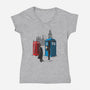 Cabins Collide-womens v-neck tee-Adams Pinto