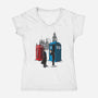 Cabins Collide-womens v-neck tee-Adams Pinto