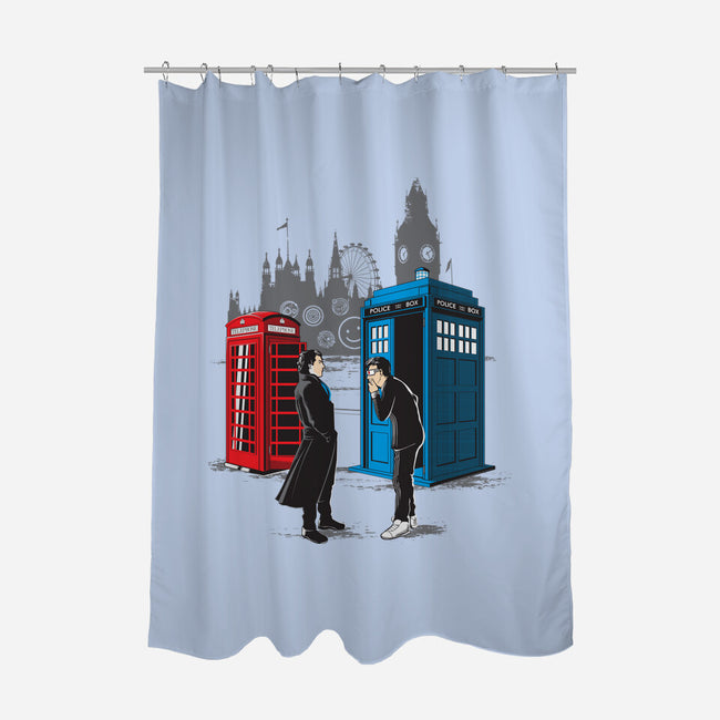 Cabins Collide-none polyester shower curtain-Adams Pinto