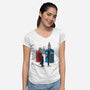 Cabins Collide-womens v-neck tee-Adams Pinto