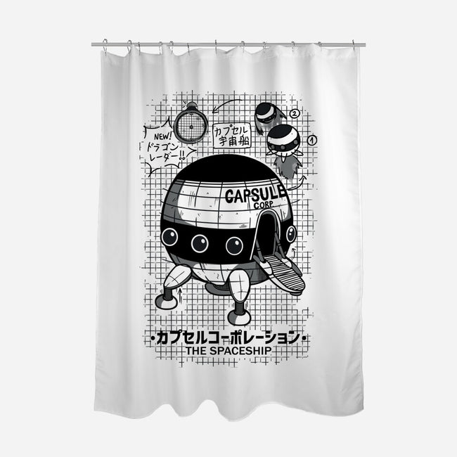 Capsule Spaceship-none polyester shower curtain-pescapin