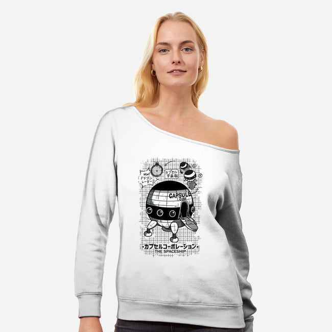 Capsule Spaceship-womens off shoulder sweatshirt-pescapin