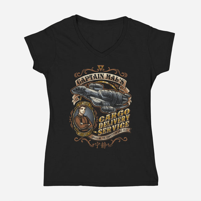 Captain Tight Pants Delivery-womens v-neck tee-Bamboota