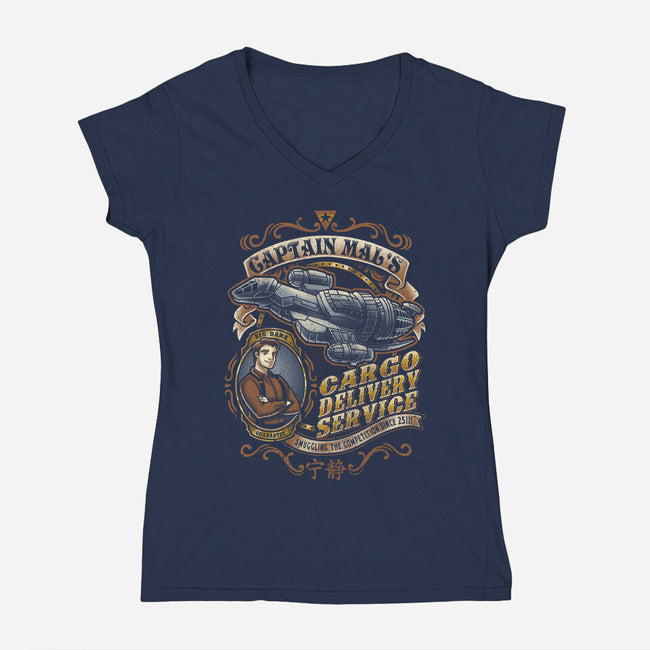 Captain Tight Pants Delivery-womens v-neck tee-Bamboota