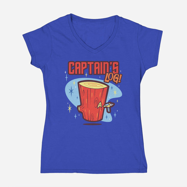 Captain's Log-womens v-neck tee-Harebrained