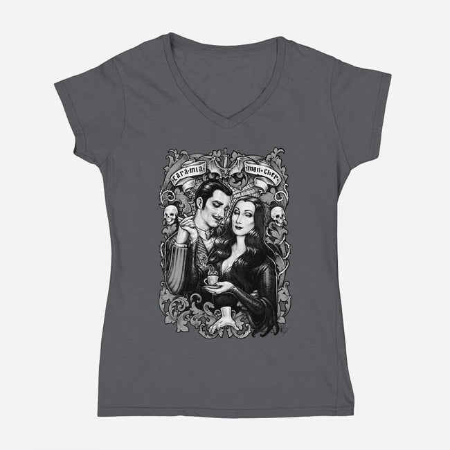 Cara Mia-Mon Cher-womens v-neck tee-MedusaD