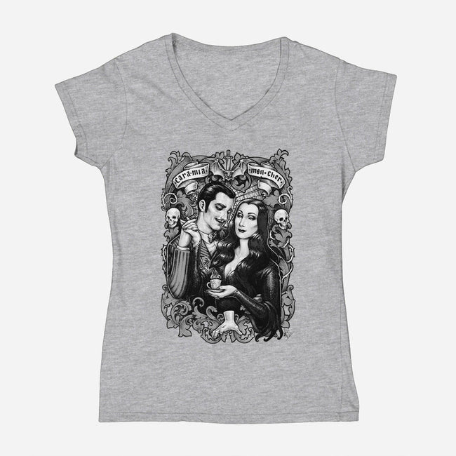 Cara Mia-Mon Cher-womens v-neck tee-MedusaD