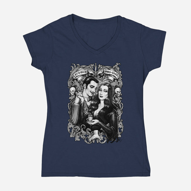 Cara Mia-Mon Cher-womens v-neck tee-MedusaD