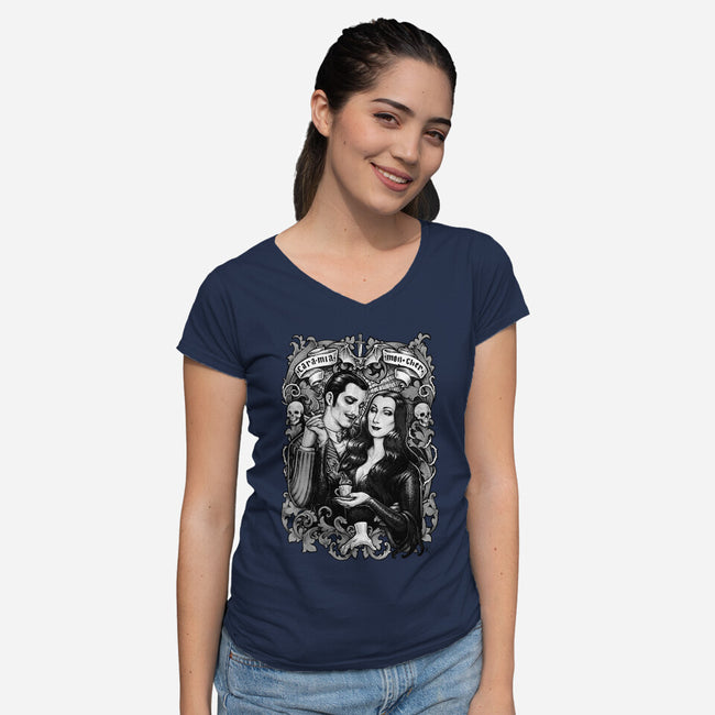 Cara Mia-Mon Cher-womens v-neck tee-MedusaD
