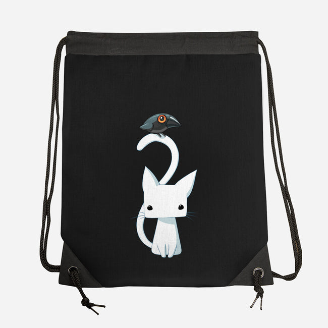 Cat and Raven-none drawstring bag-freeminds
