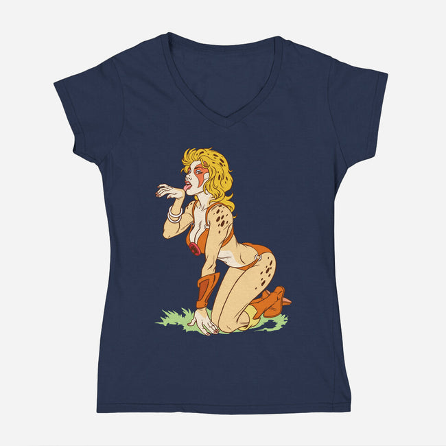 Cat Got Your Tongue-womens v-neck tee-Chris Wahl