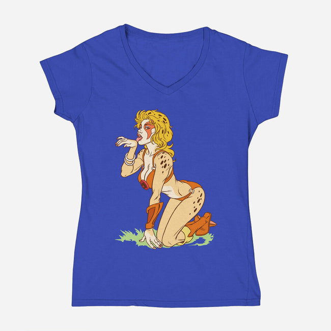Cat Got Your Tongue-womens v-neck tee-Chris Wahl