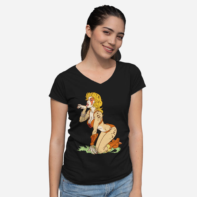 Cat Got Your Tongue-womens v-neck tee-Chris Wahl