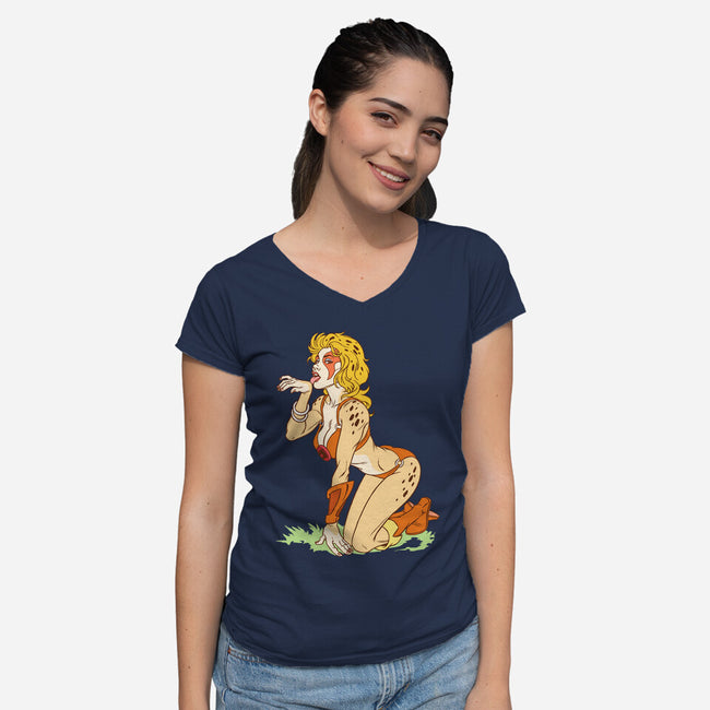 Cat Got Your Tongue-womens v-neck tee-Chris Wahl