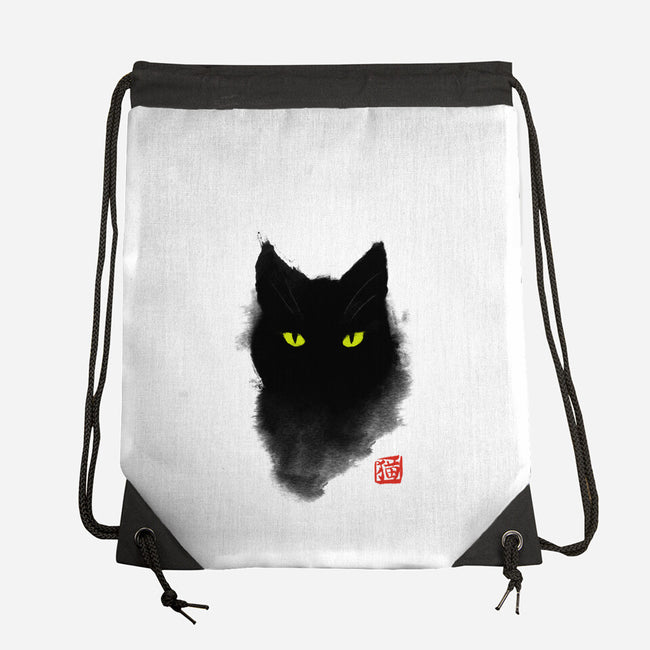 Cat Ink-none drawstring bag-BlancaVidal