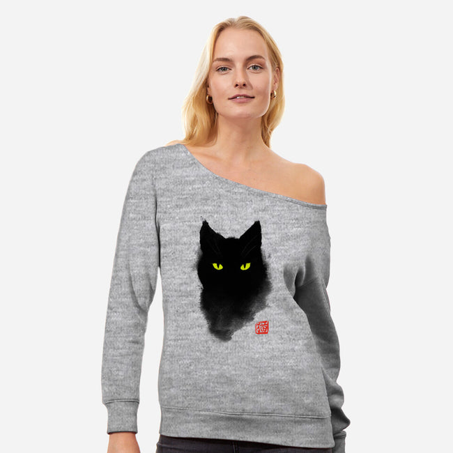 Cat Ink-womens off shoulder sweatshirt-BlancaVidal